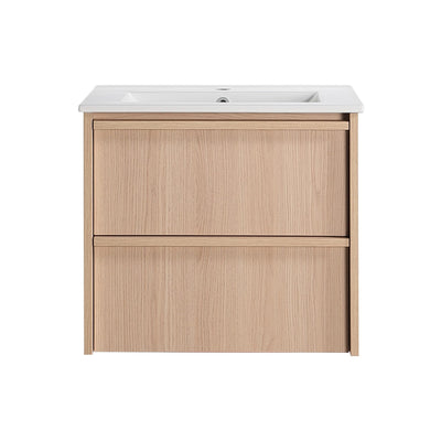 LUKKA RIDGEWOOD MODERN SANDY OAK 600MM SINGLE BOWL WALL HUNG VANITY