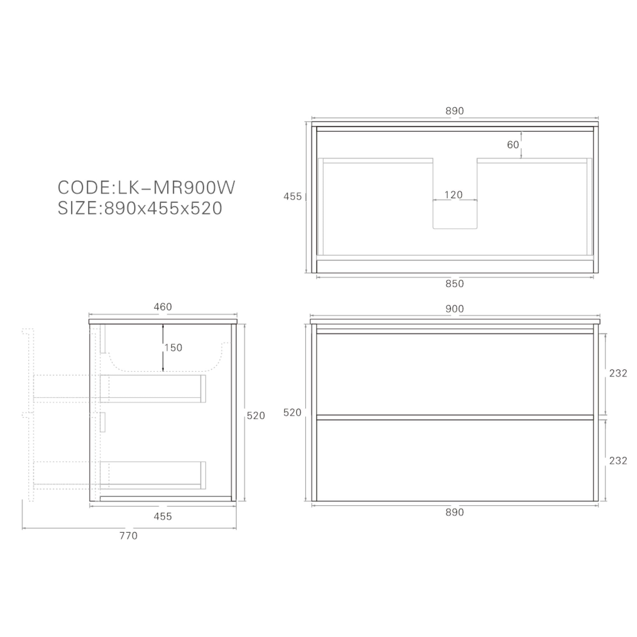 LUKKA RIDGEWOOD MODERN MOCHA OAK 900MM SINGLE BOWL WALL HUNG VANITY