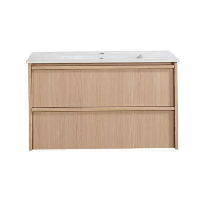 LUKKA RIDGEWOOD MODERN SANDY OAK 900MM SINGLE BOWL WALL HUNG VANITY