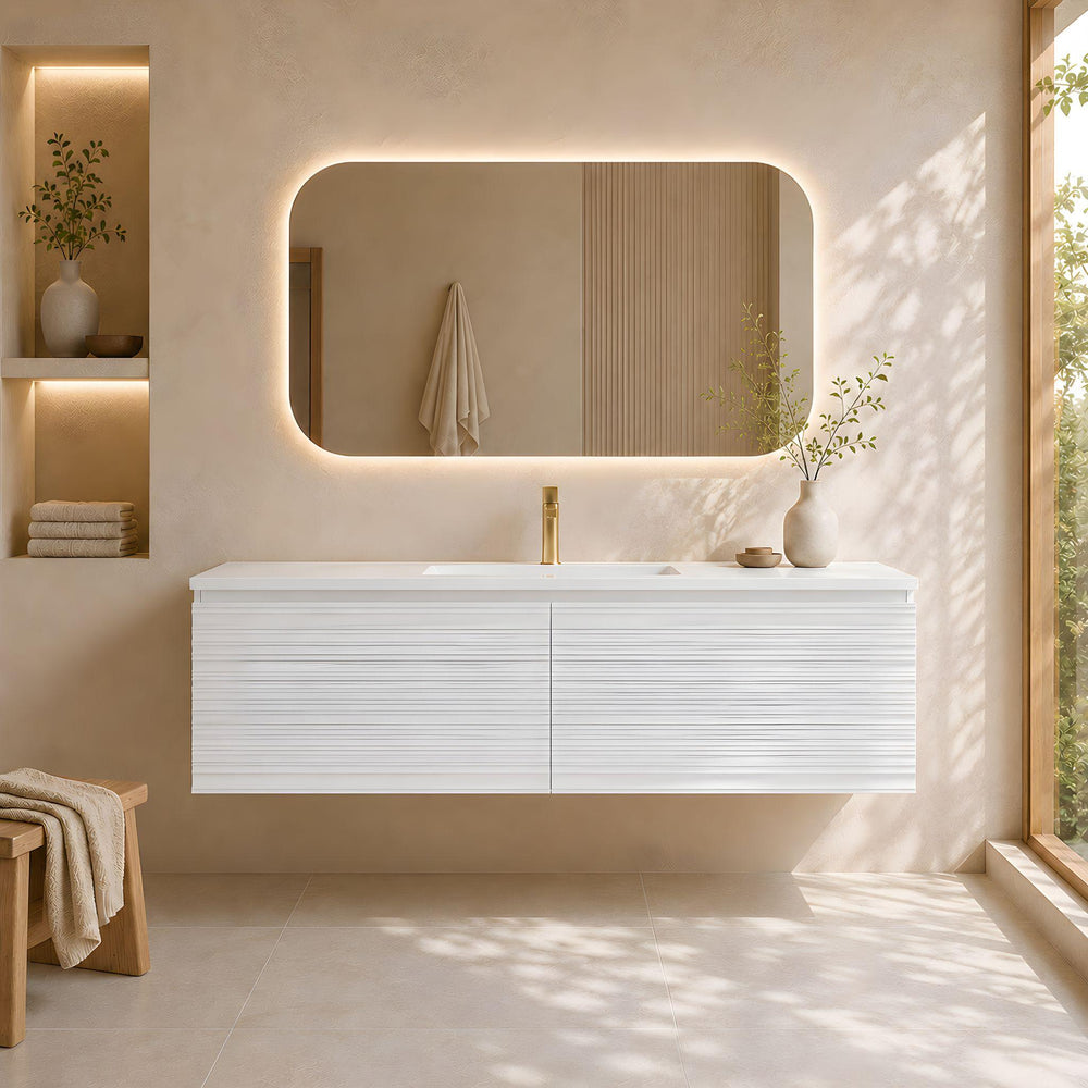LUKKA SEDONA MATTE WHITE 1500MM SINGLE BOWL WALL HUNG VANITY
