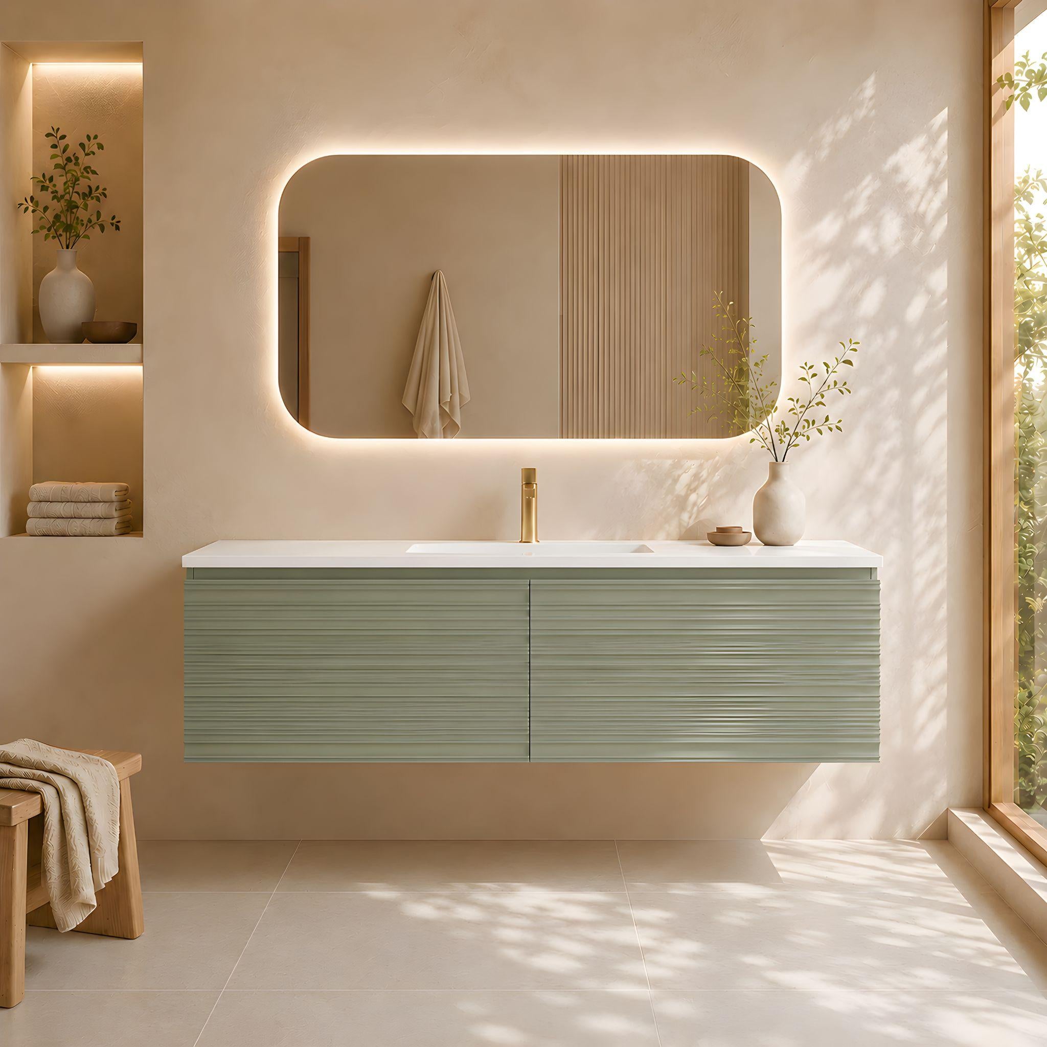 LUKKA SEDONA OLIVE GREEN 1500MM SINGLE BOWL WALL HUNG VANITY