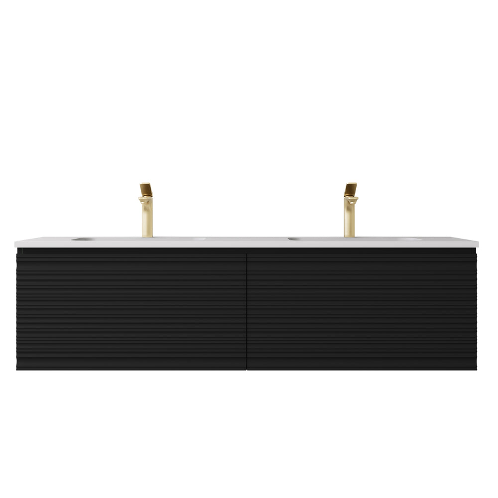 LUKKA SEDONA MATTE BLACK 1500MM DOUBLE BOWL WALL HUNG VANITY