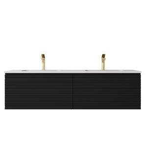 LUKKA SEDONA MATTE BLACK 1500MM DOUBLE BOWL WALL HUNG VANITY