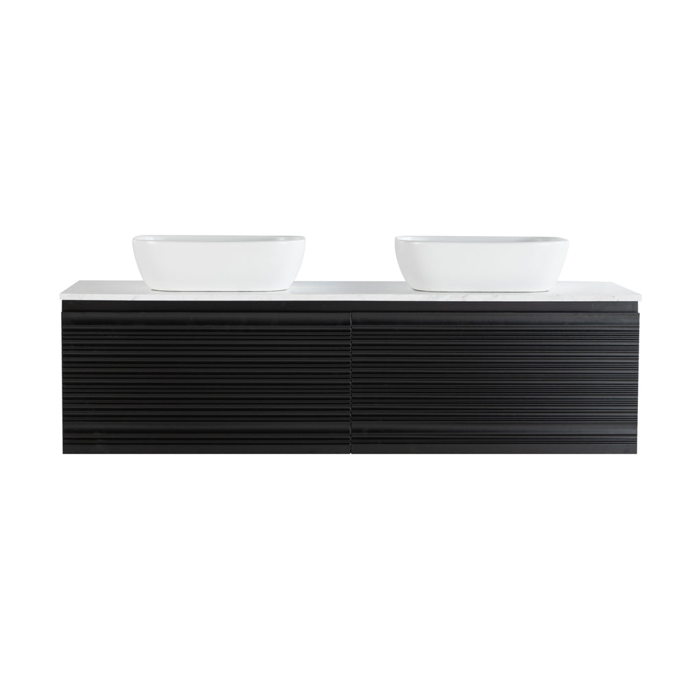 LUKKA SEDONA MATTE BLACK 1500MM DOUBLE BOWL WALL HUNG VANITY