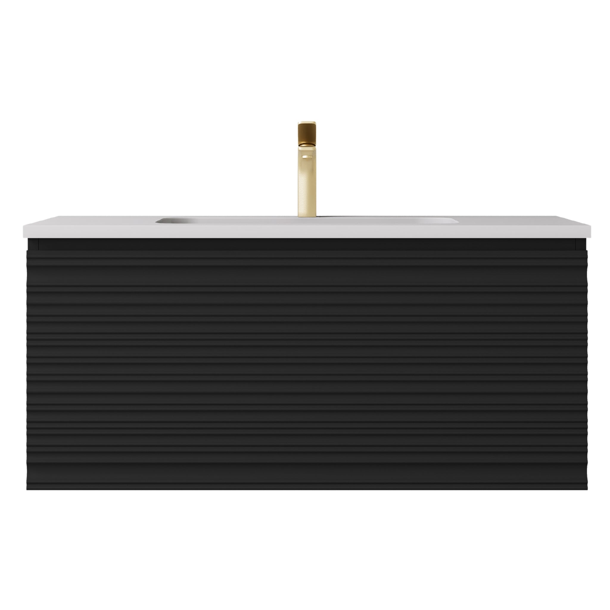 LUKKA SEDONA MATTE BLACK 900MM SINGLE BOWL WALL HUNG VANITY
