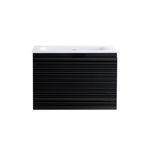 LUKKA SEDONA MATTE BLACK 600MM SINGLE BOWL WALL HUNG VANITY