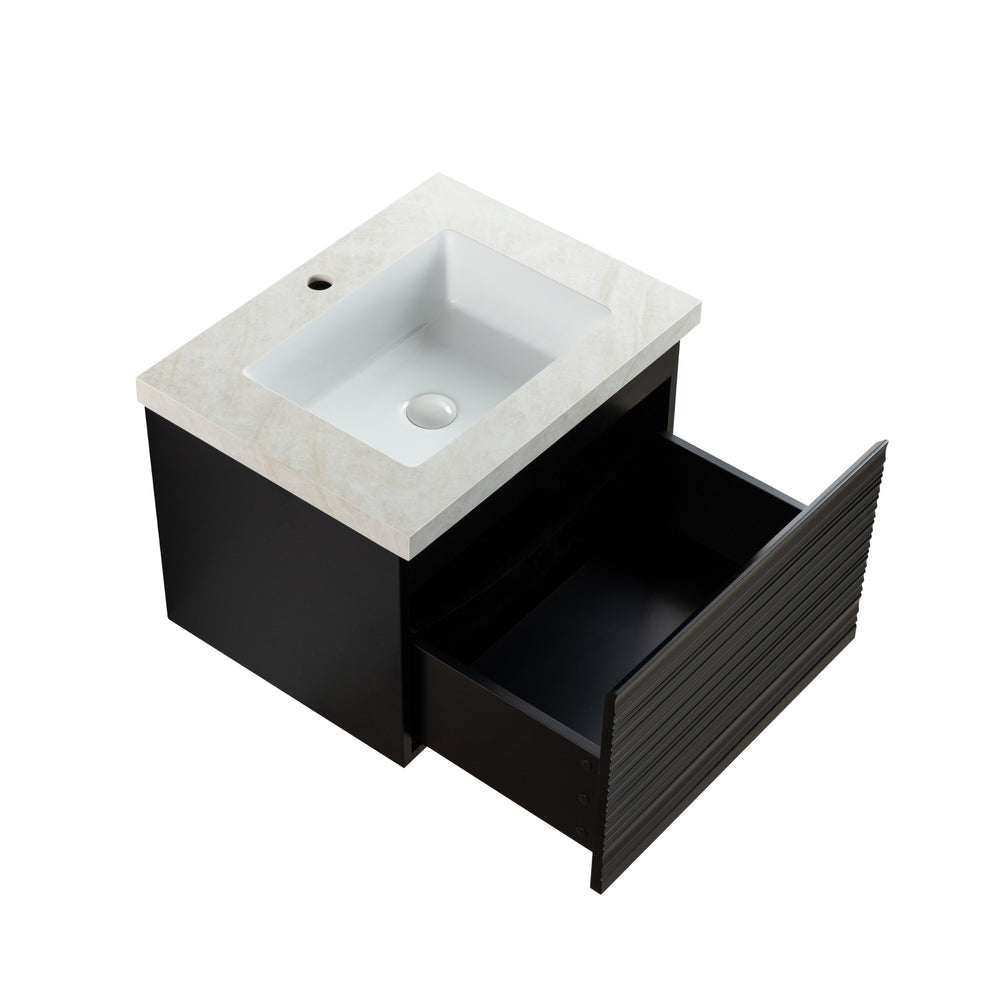 LUKKA SEDONA MATTE BLACK 600MM SINGLE BOWL WALL HUNG VANITY