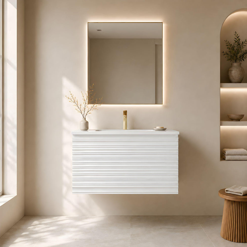 LUKKA SEDONA MATTE WHITE 600MM SINGLE BOWL WALL HUNG VANITY
