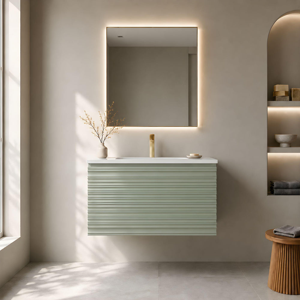 LUKKA SEDONA OLIVE GREEN 600MM SINGLE BOWL WALL HUNG VANITY