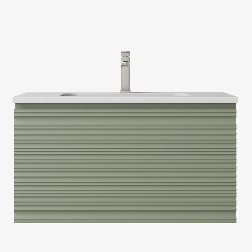 LUKKA SEDONA OLIVE GREEN 600MM SINGLE BOWL WALL HUNG VANITY