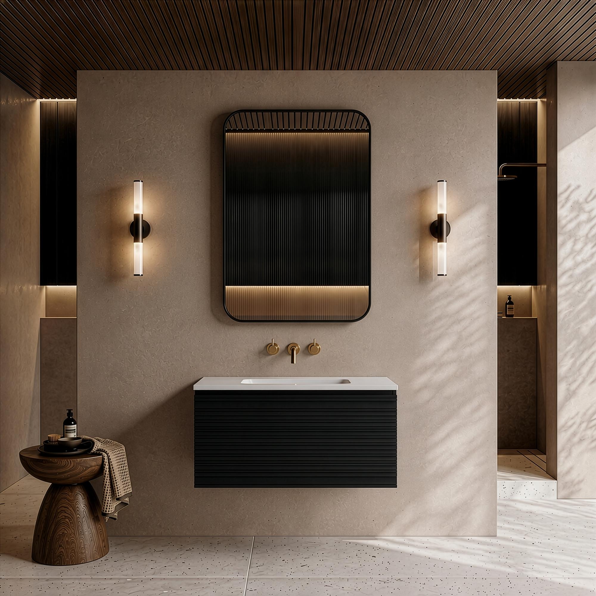 LUKKA SEDONA MATTE BLACK 750MM SINGLE BOWL WALL HUNG VANITY
