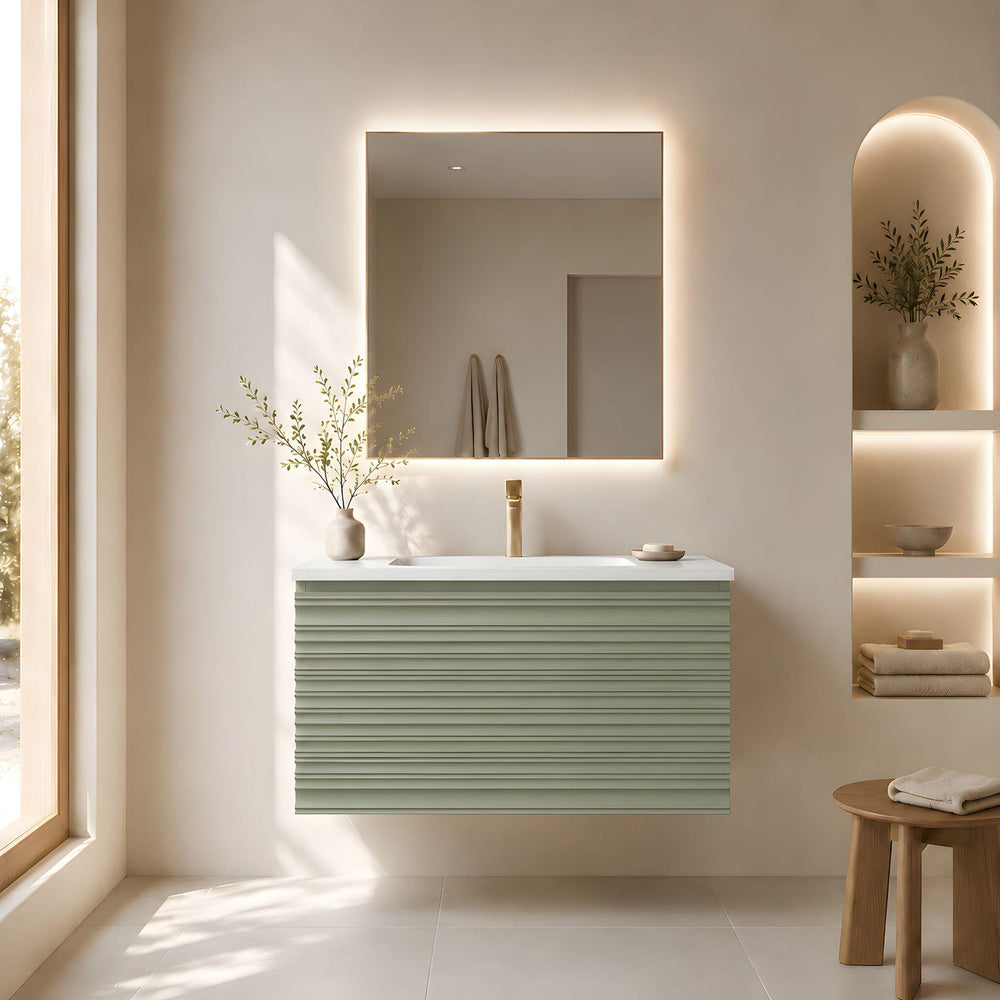 LUKKA SEDONA OLIVE GREEN 900MM SINGLE BOWL WALL HUNG VANITY