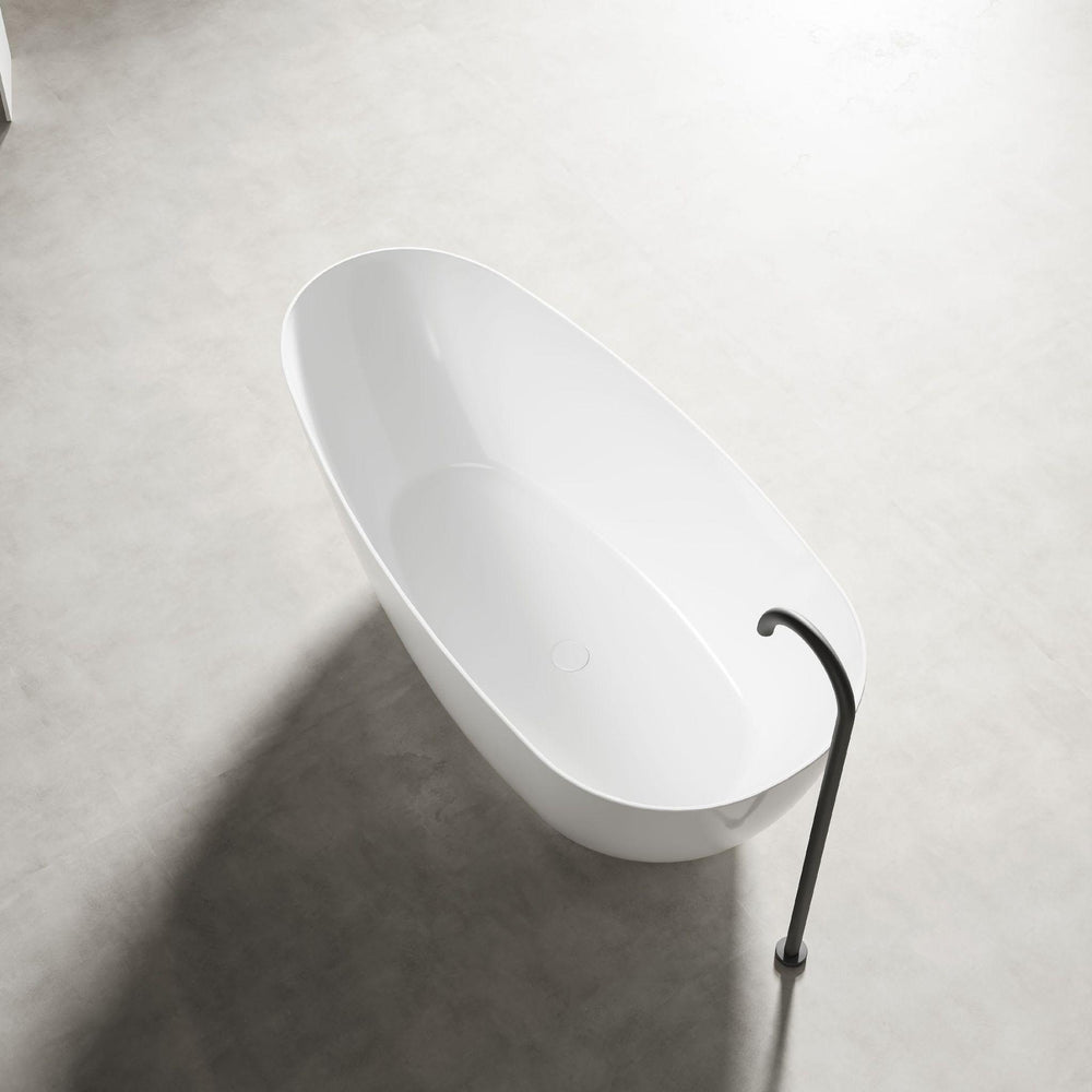 LUKKA NOVA SLIM FREESTANDING BATHTUB OVERFLOW GLOSS WHITE 1690MM