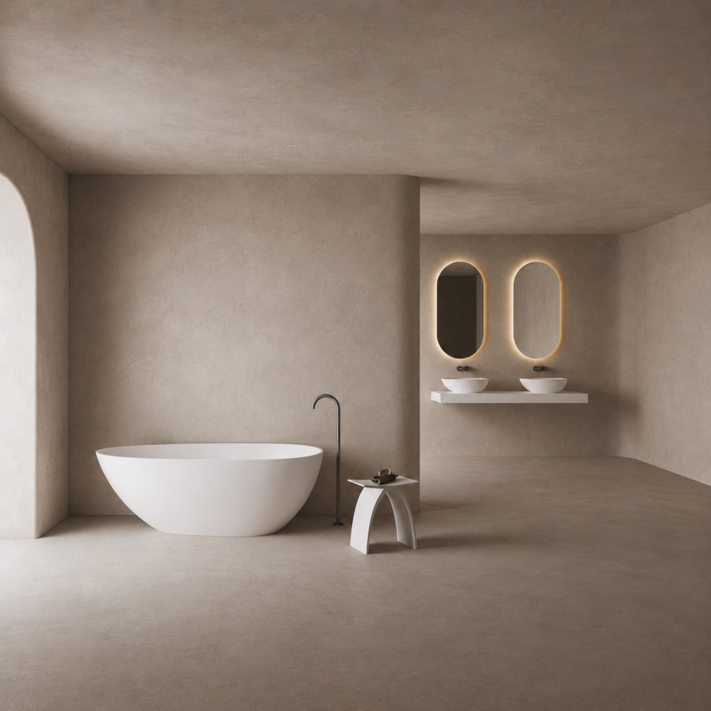 LUKKA NOVA SLIM FREESTANDING BATHTUB OVERFLOW MATTE WHITE 1690MM