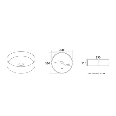 LUKKA OLLEY ABOVE COUNTER BASIN MATTE BLACK 350MM