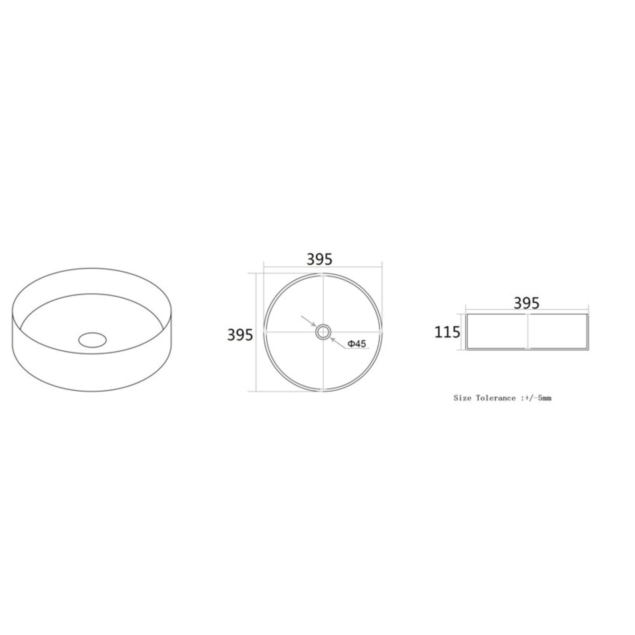 LUKKA OLLEY ABOVE COUNTER BASIN MATTE MARBLE WHITE AND BRONZE 395MM