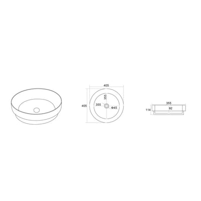 LUKKA OLLEY SEMI INSET BASIN GLOSS WHITE 405MM