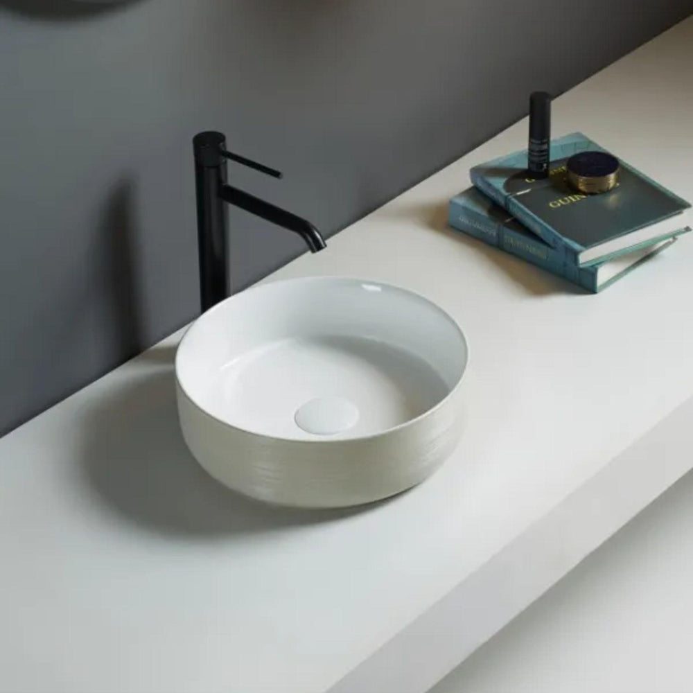 LUKKA OLLIA ABOVE COUNTER BASIN GLOSS WHITE LINE ART 345MM