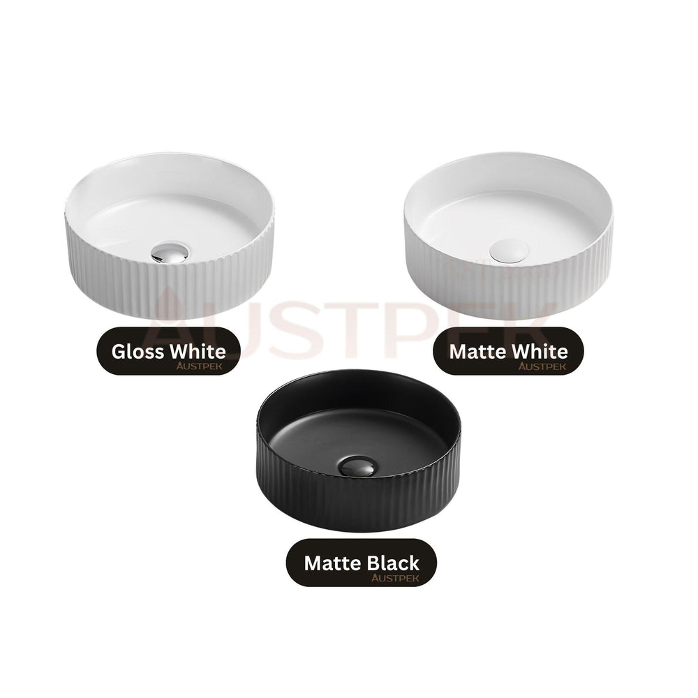 LUKKA OLLEY FLUTED ABOVE COUNTER BASIN MATTE BLACK 360MM