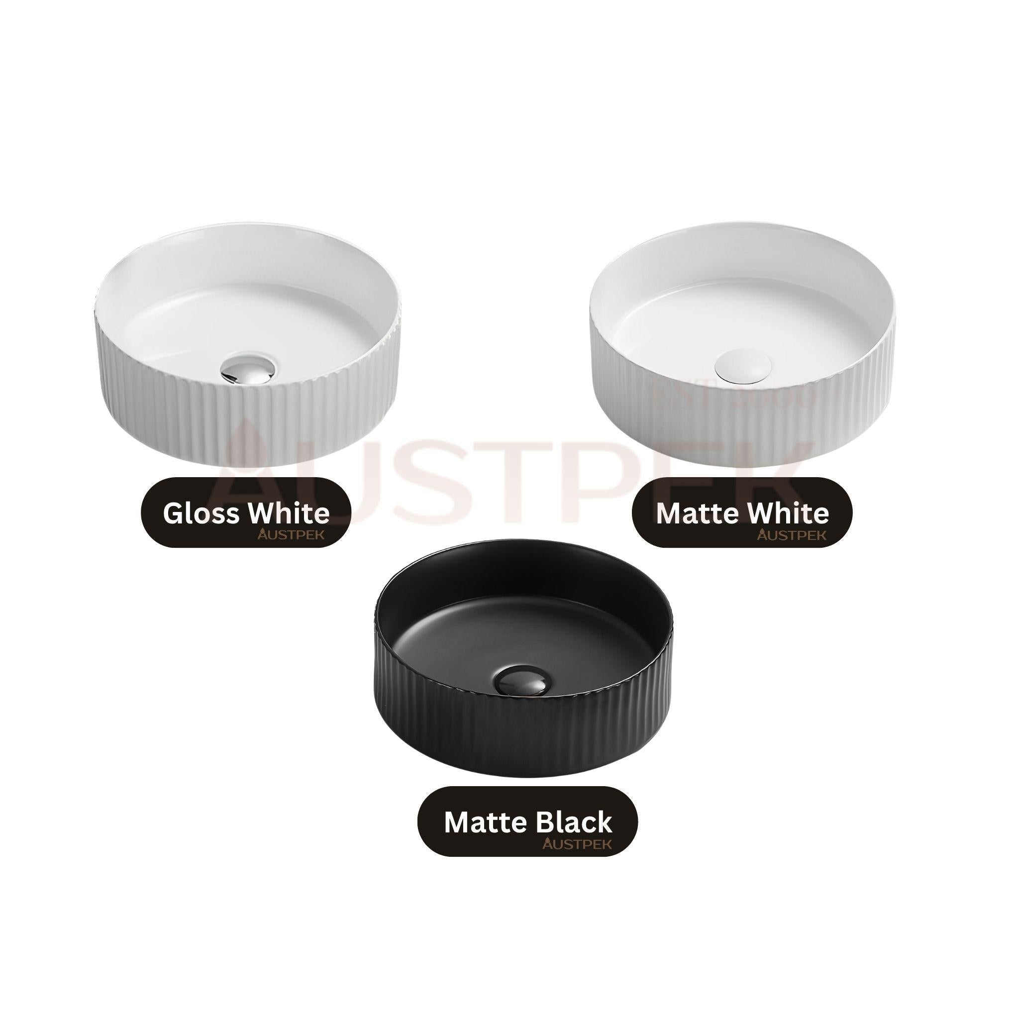 LUKKA OLLEY FLUTED ABOVE COUNTER BASIN MATTE BLACK 360MM