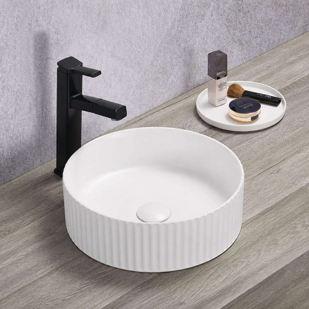 LUKKA OLLEY FLUTED ABOVE COUNTER BASIN MATTE WHITE 360MM