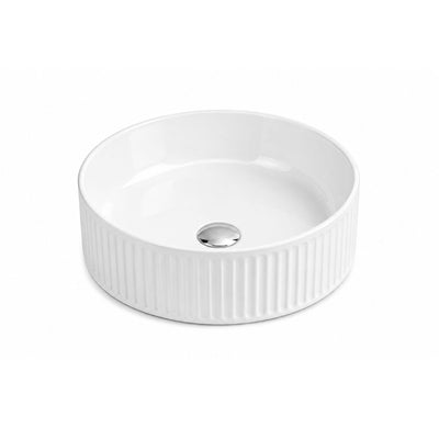 LUKKA OLLEY FLUTED CERAMIC ABOVE COUNTER BASIN GLOSS WHITE 400MM