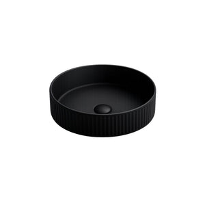 LUKKA OLLEY FLUTED CERAMIC ABOVE COUNTER BASIN MATTE BLACK 400MM