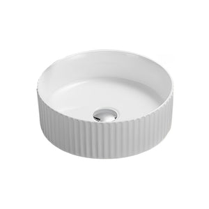 LUKKA OLLEY FLUTED ABOVE COUNTER BASIN GLOSS WHITE 360MM
