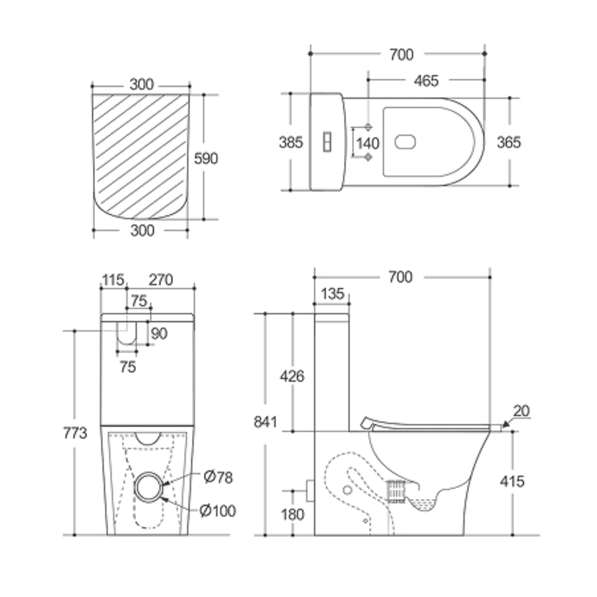 LUKKA ORTA TORNADO RIMLESS BACK TO WALL TOILET SUITE GLOSS WHITE