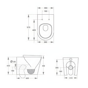 LUKKA ORTA TORNADO RIMLESS WALL FACED FLOOR PAN GLOSS WHITE
