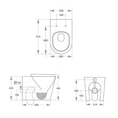 LUKKA ORTA TORNADO RIMLESS WALL FACED FLOOR PAN GLOSS WHITE
