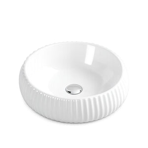 LUKKA ORAN FLUTED ABOVE COUNTER BASIN GLOSS WHITE 410MM