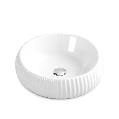 LUKKA ORAN FLUTED ABOVE COUNTER BASIN GLOSS WHITE 410MM