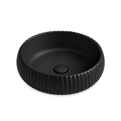 LUKKA ORAN FLUTED ABOVE COUNTER BASIN MATTE BLACK 410MM