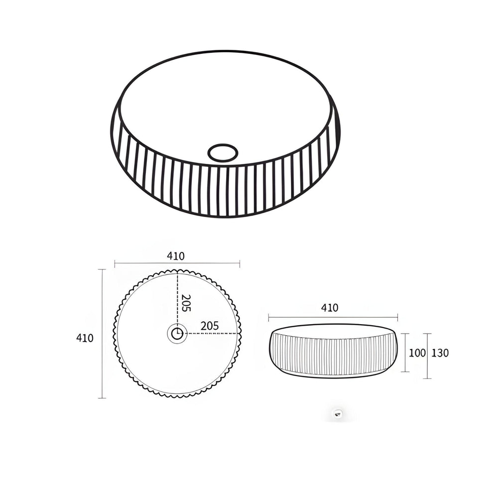 LUKKA ORAN FLUTED ABOVE COUNTER BASIN MATTE BLACK 410MM
