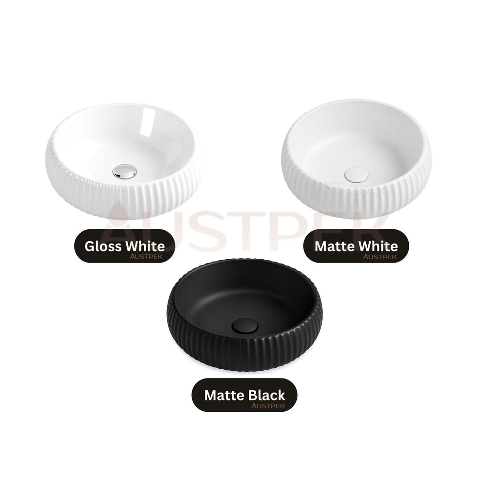 LUKKA ORAN FLUTED ABOVE COUNTER BASIN MATTE BLACK 410MM