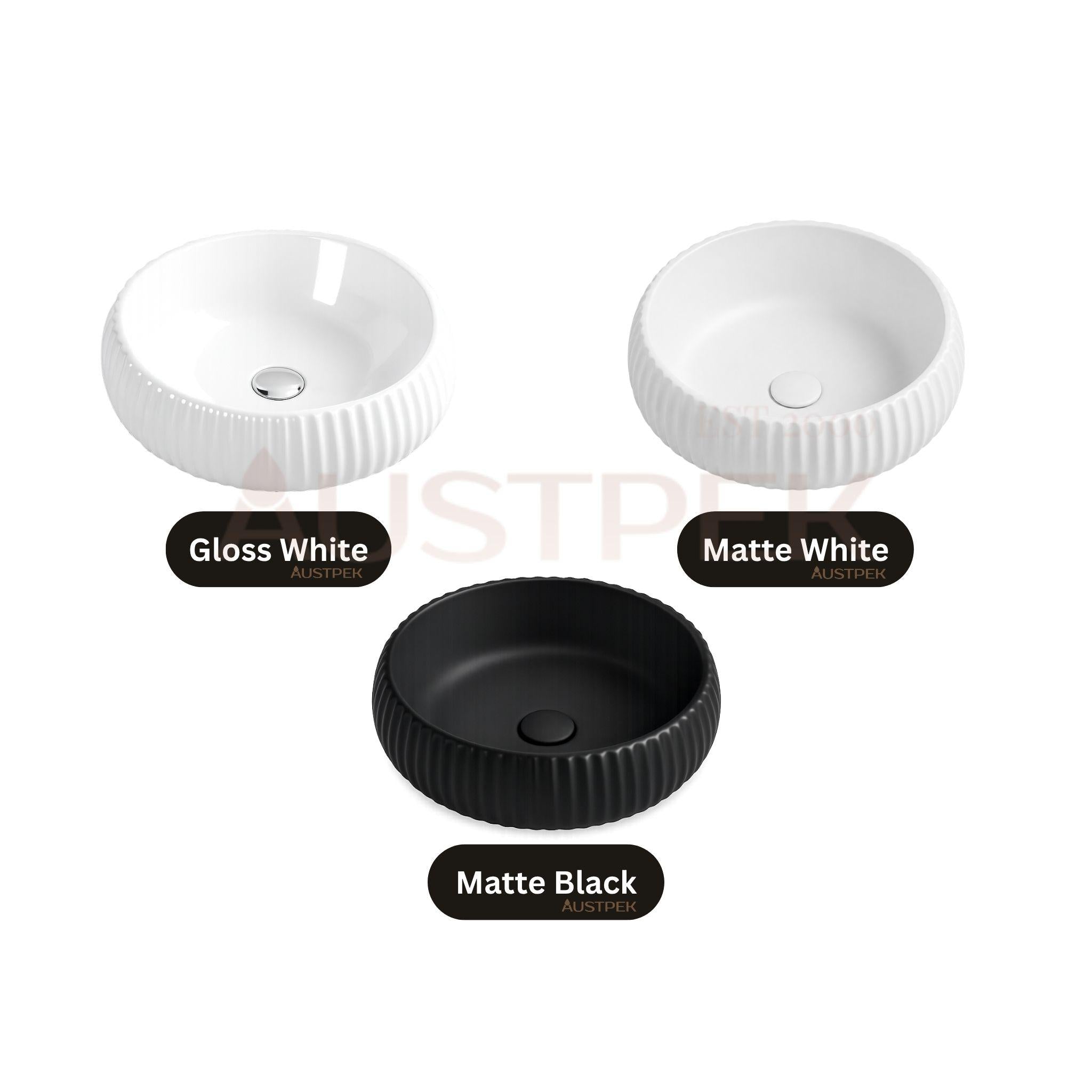 LUKKA ORAN FLUTED ABOVE COUNTER BASIN MATTE BLACK 410MM