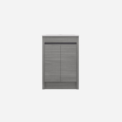 LUKKA PAKO GREY OAK FLAT PACK 600MM SINGLE BOWL FLOOR STANDING VANITY