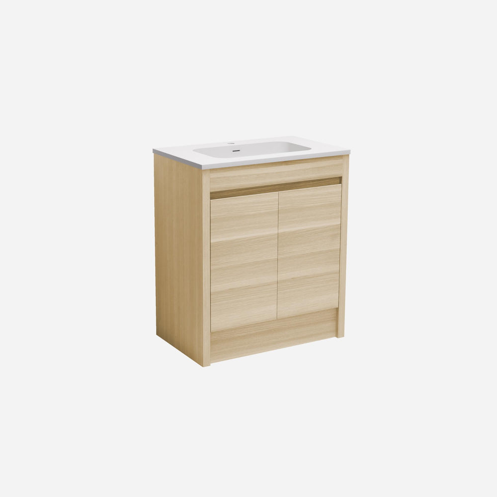 LUKKA PAKO NATURAL OAK FLAT PACK 750MM SINGLE BOWL FLOOR STANDING VANITY