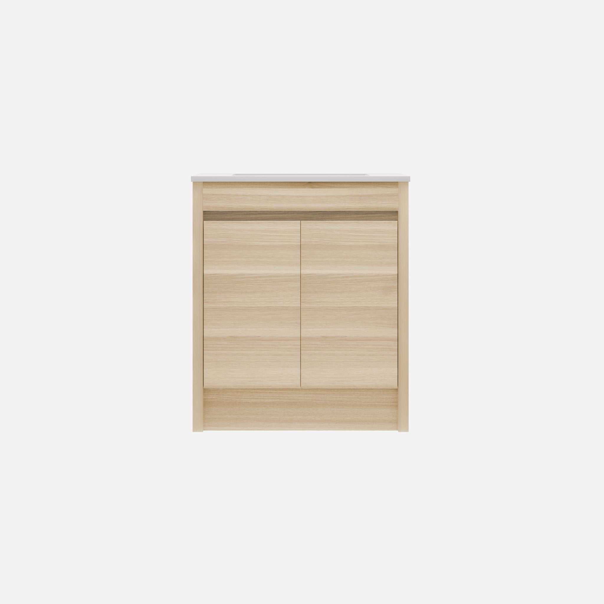 LUKKA PAKO NATURAL OAK FLAT PACK 750MM SINGLE BOWL FLOOR STANDING VANITY