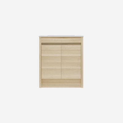 LUKKA PAKO NATURAL OAK FLAT PACK 750MM SINGLE BOWL FLOOR STANDING VANITY