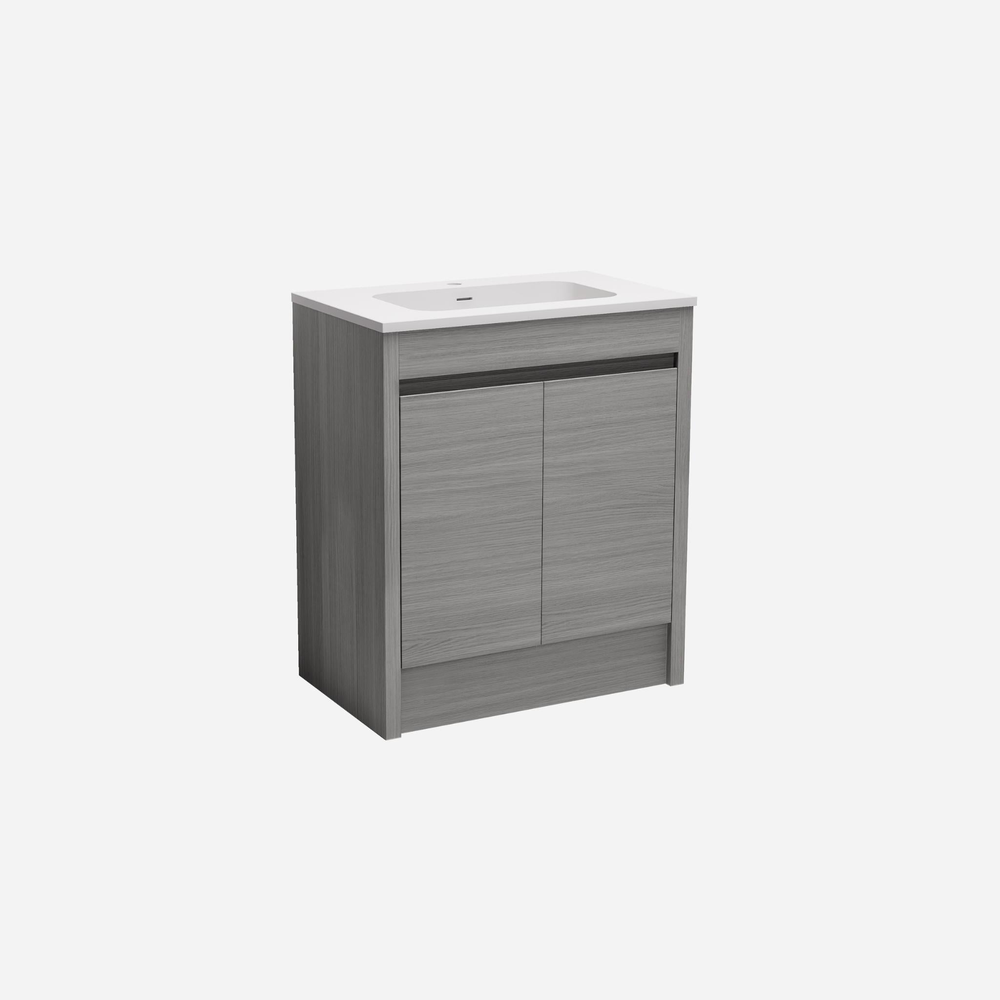 LUKKA PAKO GREY OAK FLAT PACK 750MM SINGLE BOWL FLOOR STANDING VANITY