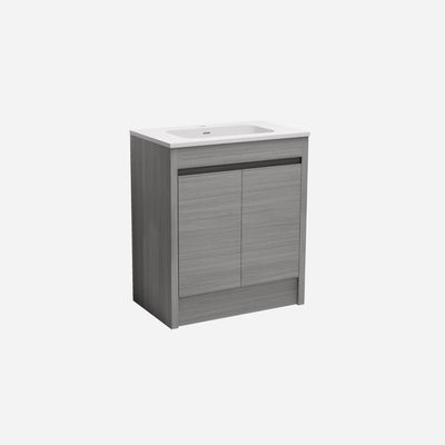 LUKKA PAKO GREY OAK FLAT PACK 750MM SINGLE BOWL FLOOR STANDING VANITY