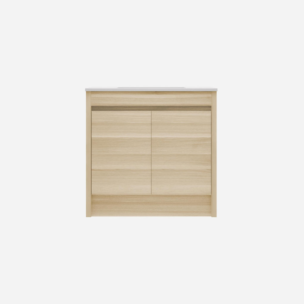 LUKKA PAKO NATURAL OAK FLAT PACK 900MM SINGLE BOWL FLOOR STANDING VANITY