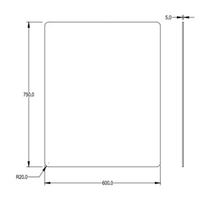 LUKKA RECTTA RECTANGULAR FRAMELESS PENCIL EDGE PLAIN MIRROR 600X750MM