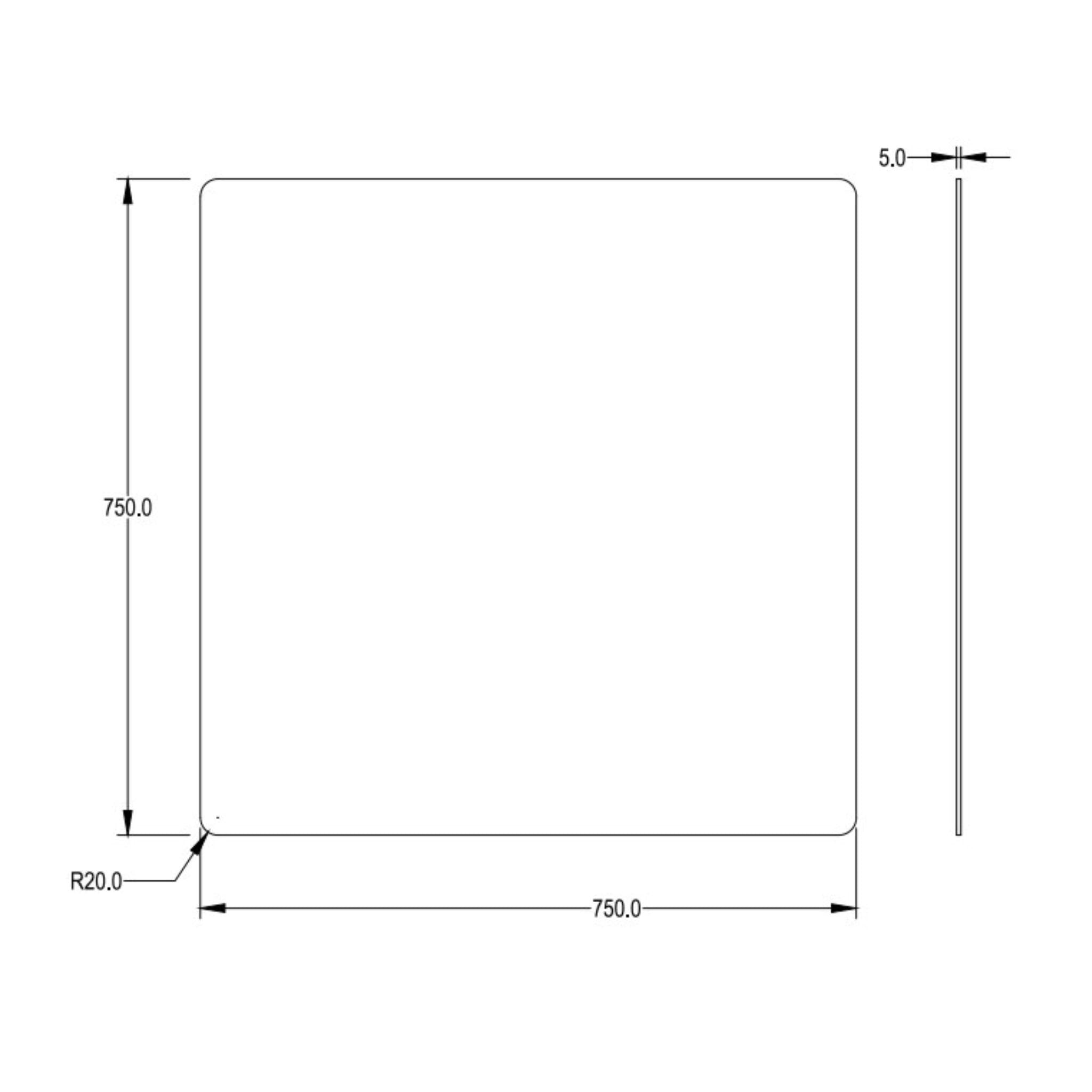 LUKKA RECTTA RECTANGULAR FRAMELESS PENCIL EDGE PLAIN MIRROR 750X750MM