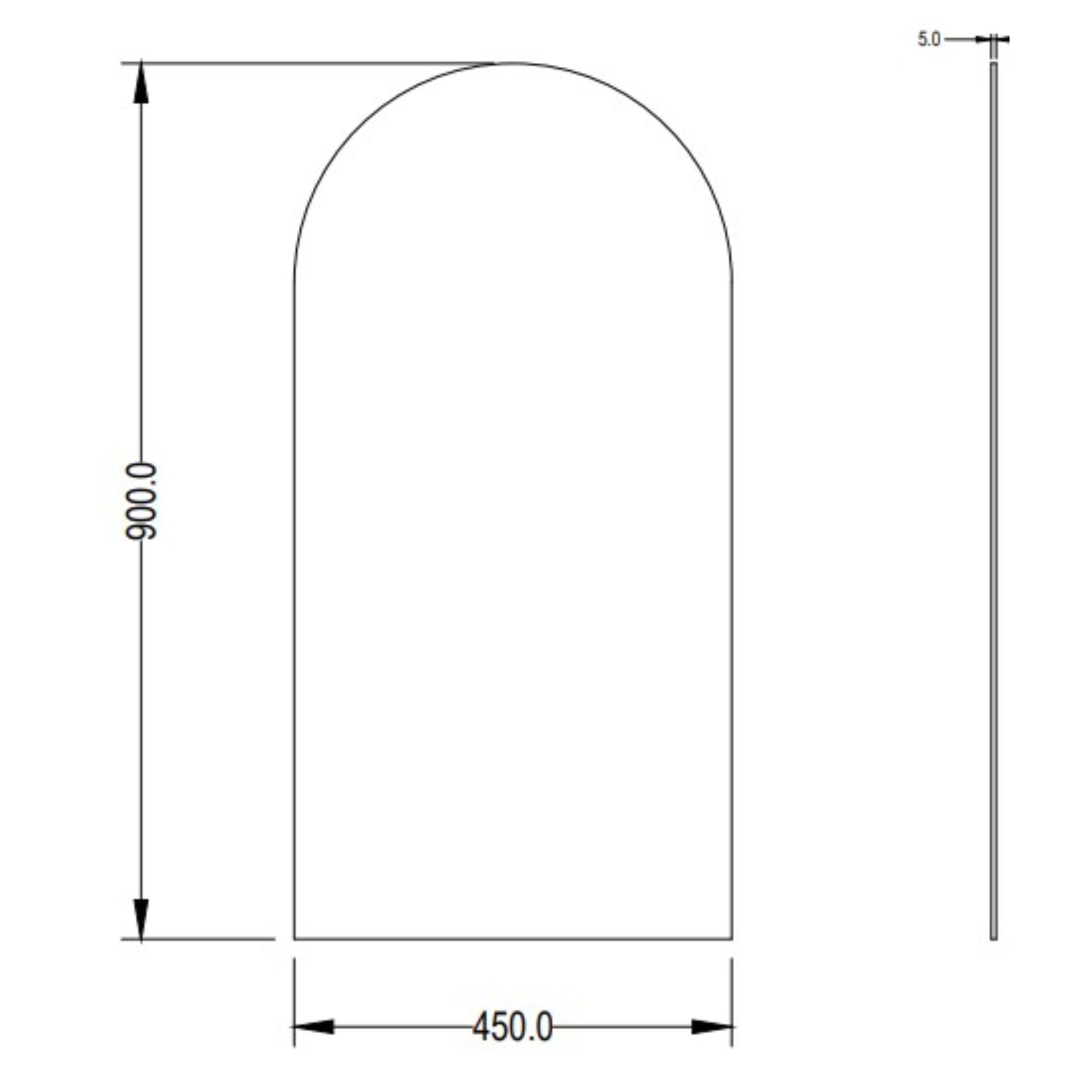 LUKKA ARCO ARCHED FRAMELESS PENCIL EDGE PLAIN MIRROR 450X900MM