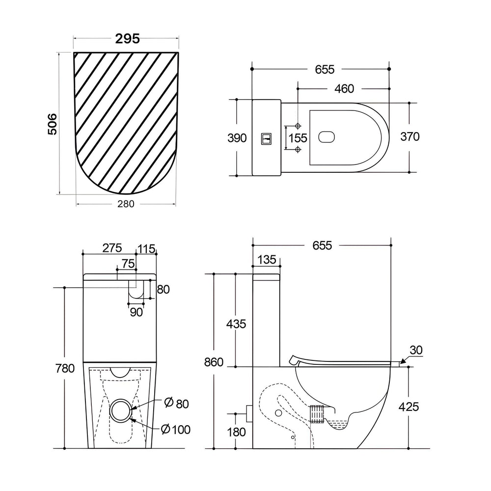 LUKKA PROCIDA TORNADO RIMLESS BACK TO WALL TOILET SUITE GLOSS WHITE