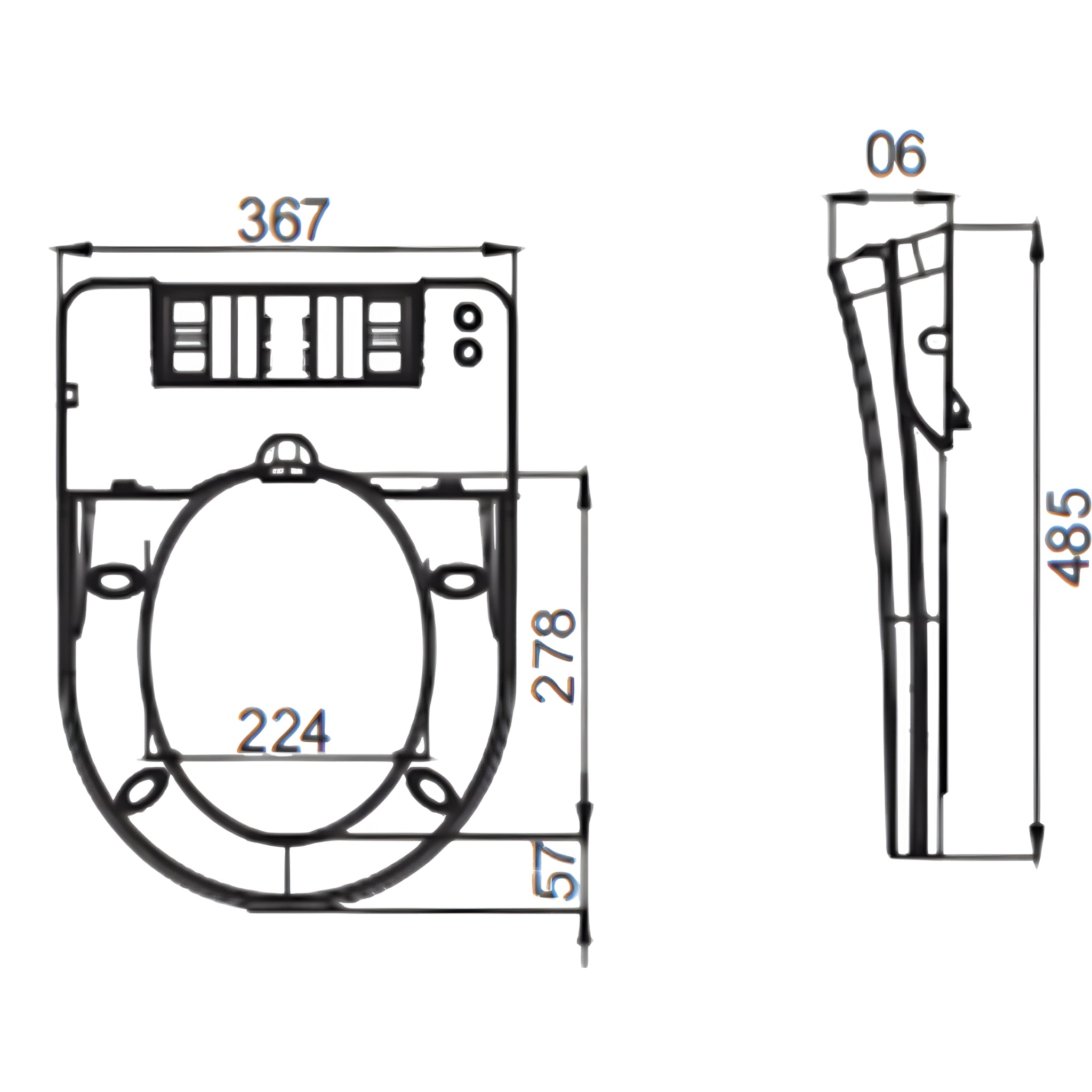 LUKKA PROCIDA NON-ELECTRONIC BIDET SEAT WITH SIDE CONTROL D-SHAPED WHITE (AVAILABLE IN LEFT AND RIGHT HAND WATER INLET)