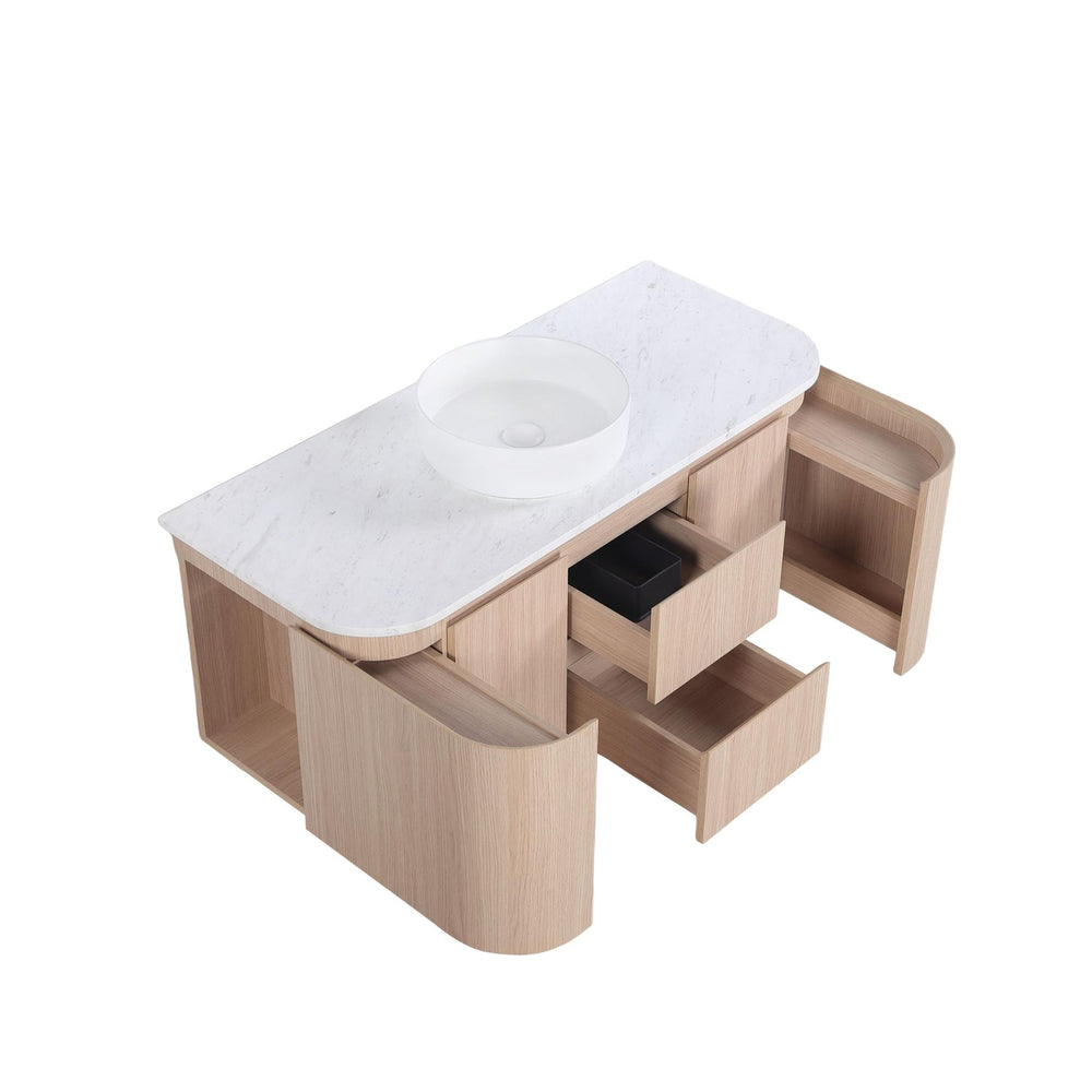 LUKKA RAVELLO SANDY OAK WOODMATT 1200MM SINGLE BOWL WALL HUNG VANITY